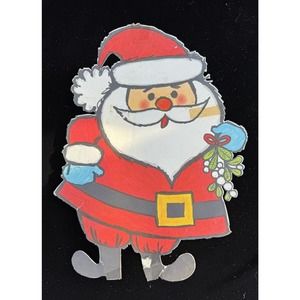 Vintage Cardboard Cut Out Of Santa Claus Christmas 1960’s MCM Wall Hanging